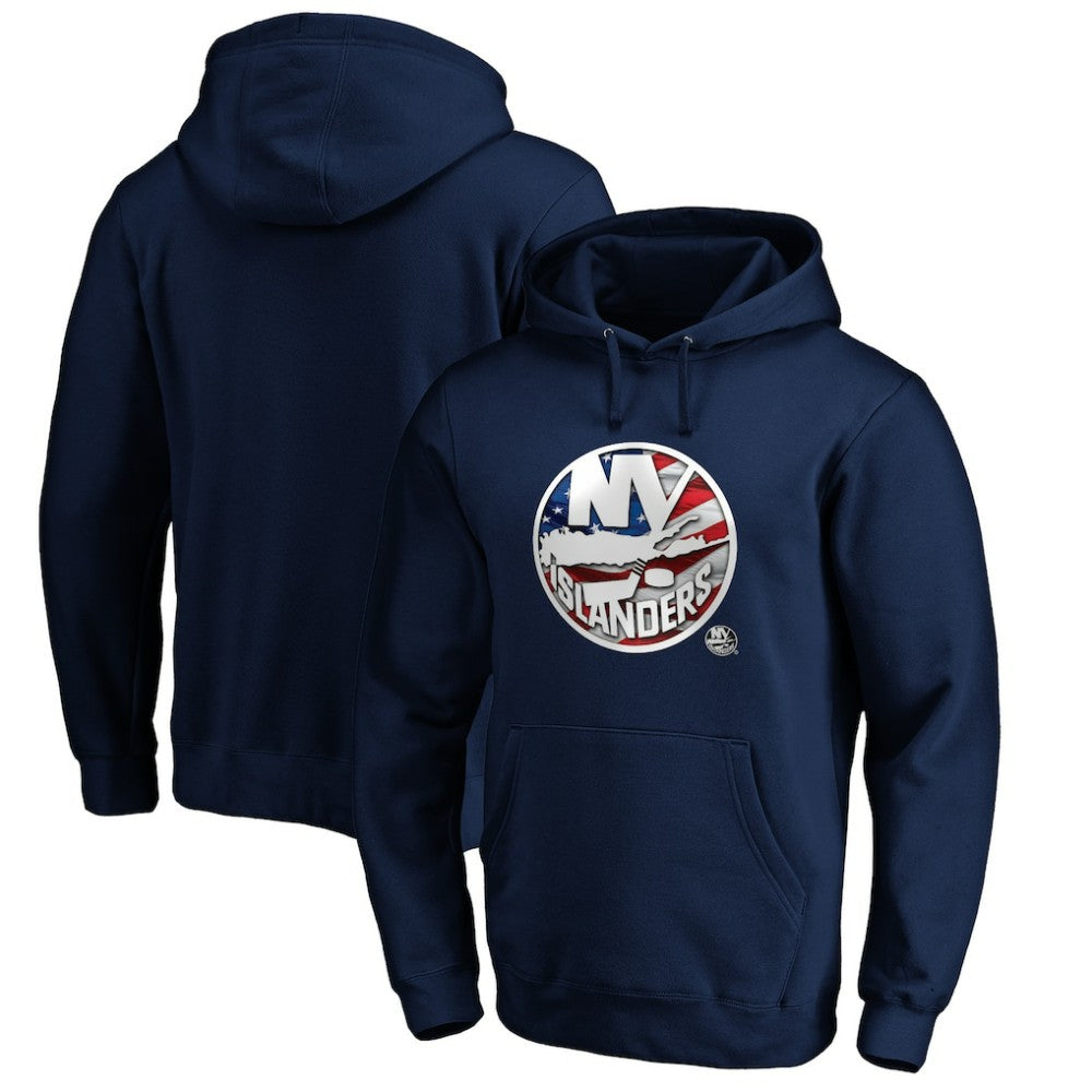 New York Islanders Banner Wave Logo Pullover Hoodie
