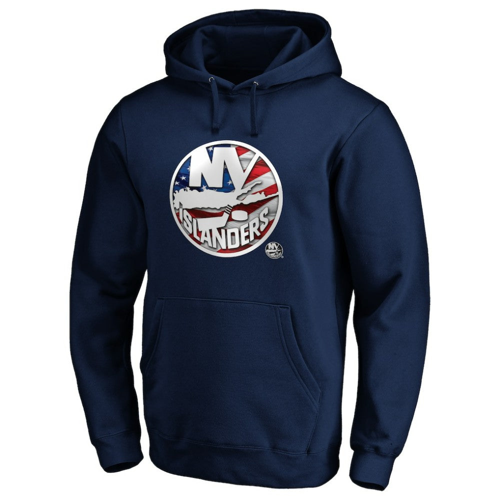 New York Islanders Banner Wave Logo Pullover Hoodie