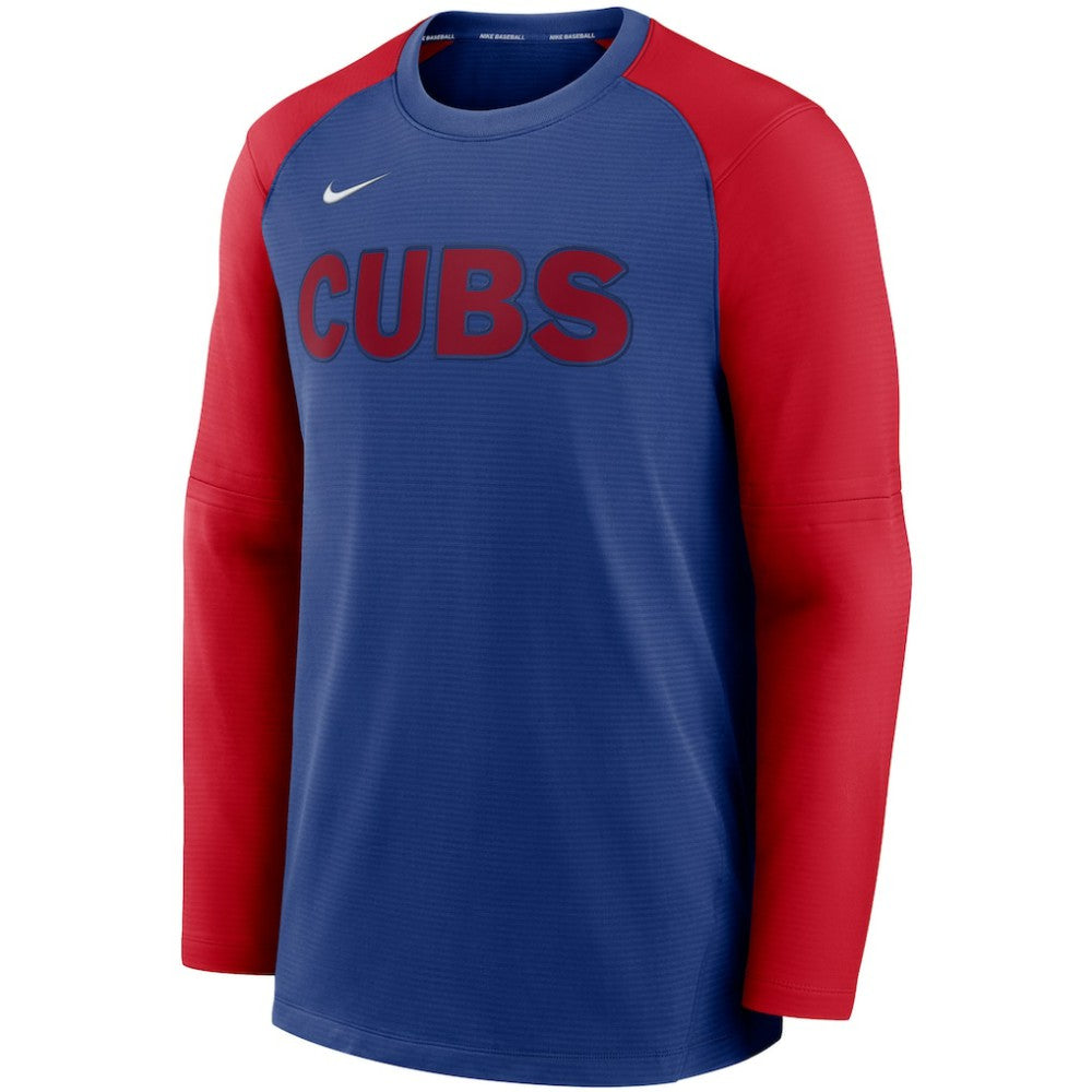 Chicago Cubs Authentic Collection Pregame Performance Raglan Pullover Sweatshirt - Royal/Red | Nike