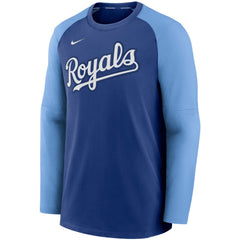Kansas City Royals Authentic Collection Pregame Performance Raglan Pullover Sweatshirt - Royal/Light Blue | Nike
