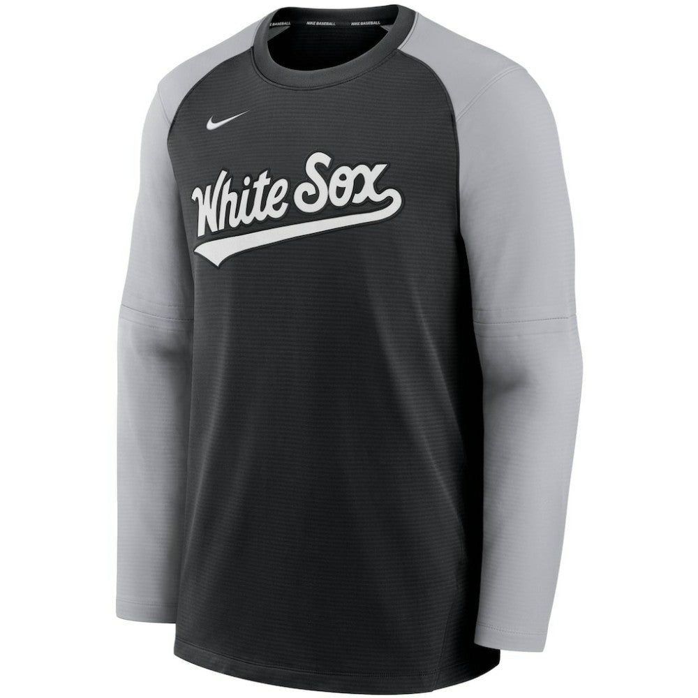 Chicago White Sox Authentic Collection Pregame Performance Raglan Pullover Sweatshirt - Black/Gray | Nike