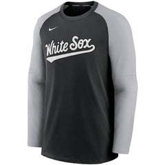 Chicago White Sox Authentic Collection Pregame Performance Raglan Pullover Sweatshirt - Black/Gray | Nike