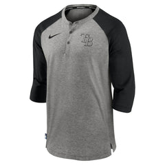 Tampa Bay Rays Authentic Collection Flux Henley Raglan 3/4-Sleeve T-Shirt - Gray | Nike