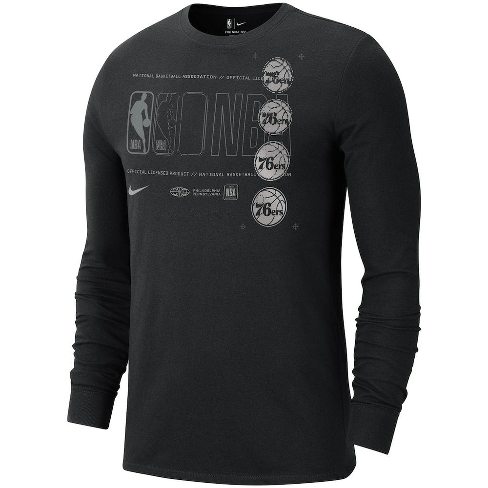 Philadelphia 76ers Courtside Chrome Long Sleeve T-Shirt - Black | Nike for sale