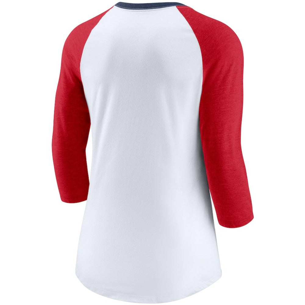 Washington Nationals Women's Color Split Tri-Blend 3/4-Sleeve Raglan T-Shirt - White/Heathered Red | Nike