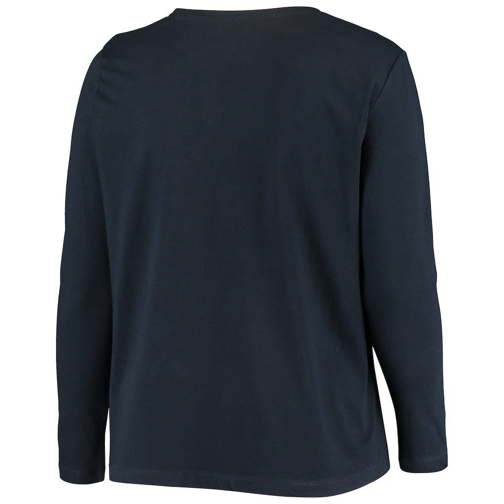 NFL New England Patriots Women's Plus Size Primary Logo Long Sleeve Scoop Neck T-Shirt