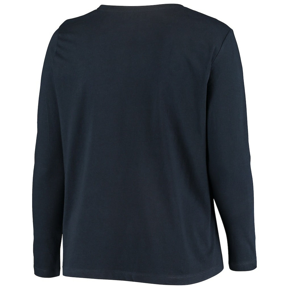 NFL New England Patriots Women's Plus Size Primary Logo Long Sleeve Scoop Neck T-Shirt