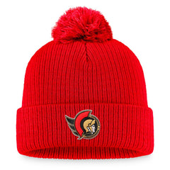 Ottawa Senators Fanatics Core Primary Logo Cuffed Knit Hat with Pom