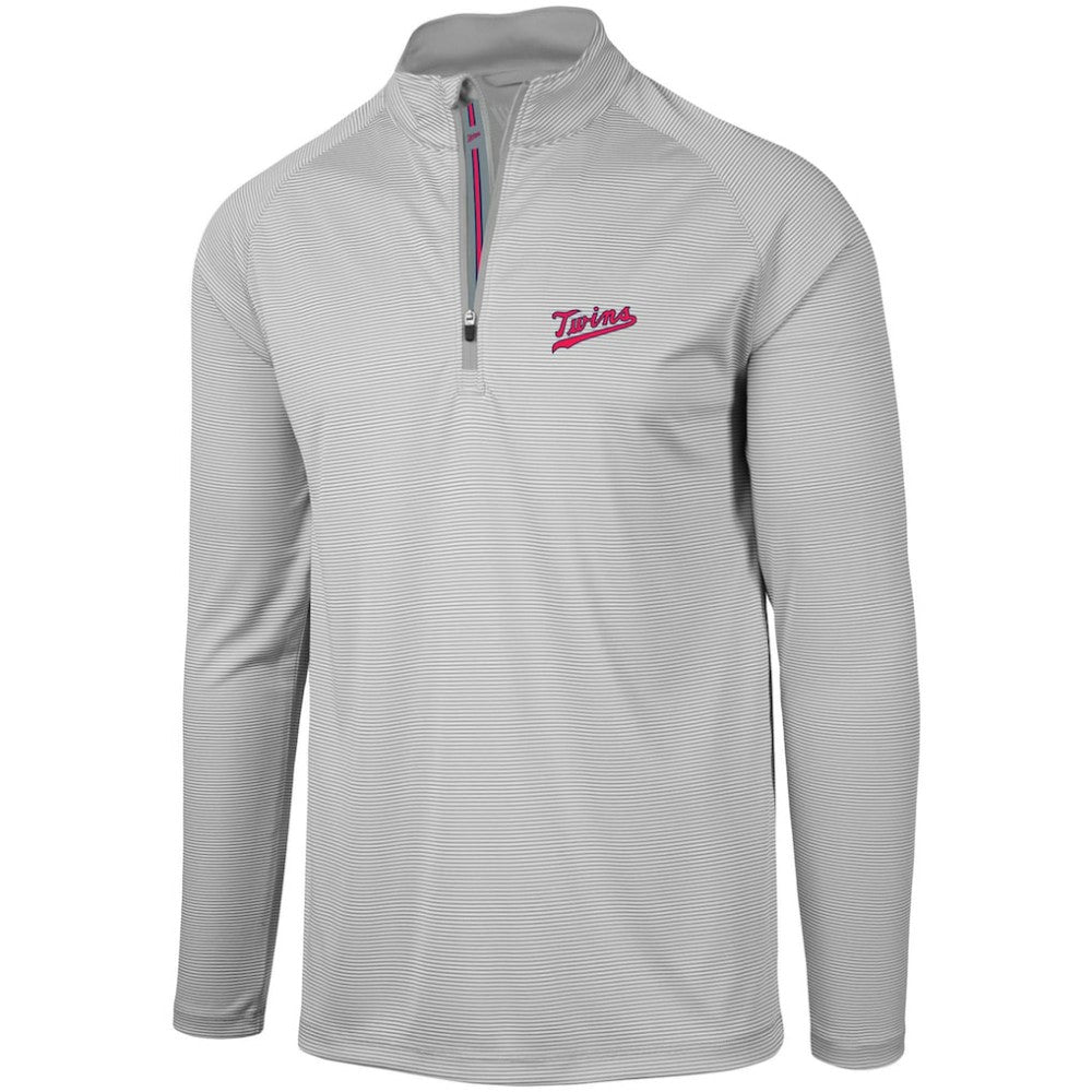 Minnesota Twins Levelwear Orion Historic Logo Raglan Quarter-Zip Jacket - Gray