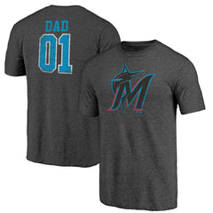 Miami Marlins Father's Day Greatest Dad Tri-Blend T-Shirt - Black