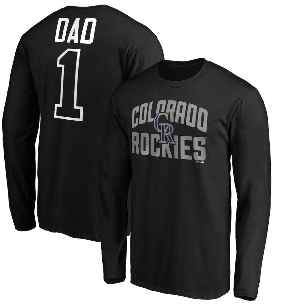 Colorado Rockies Father's Day #1 Dad Long Sleeve T-Shirt - Black