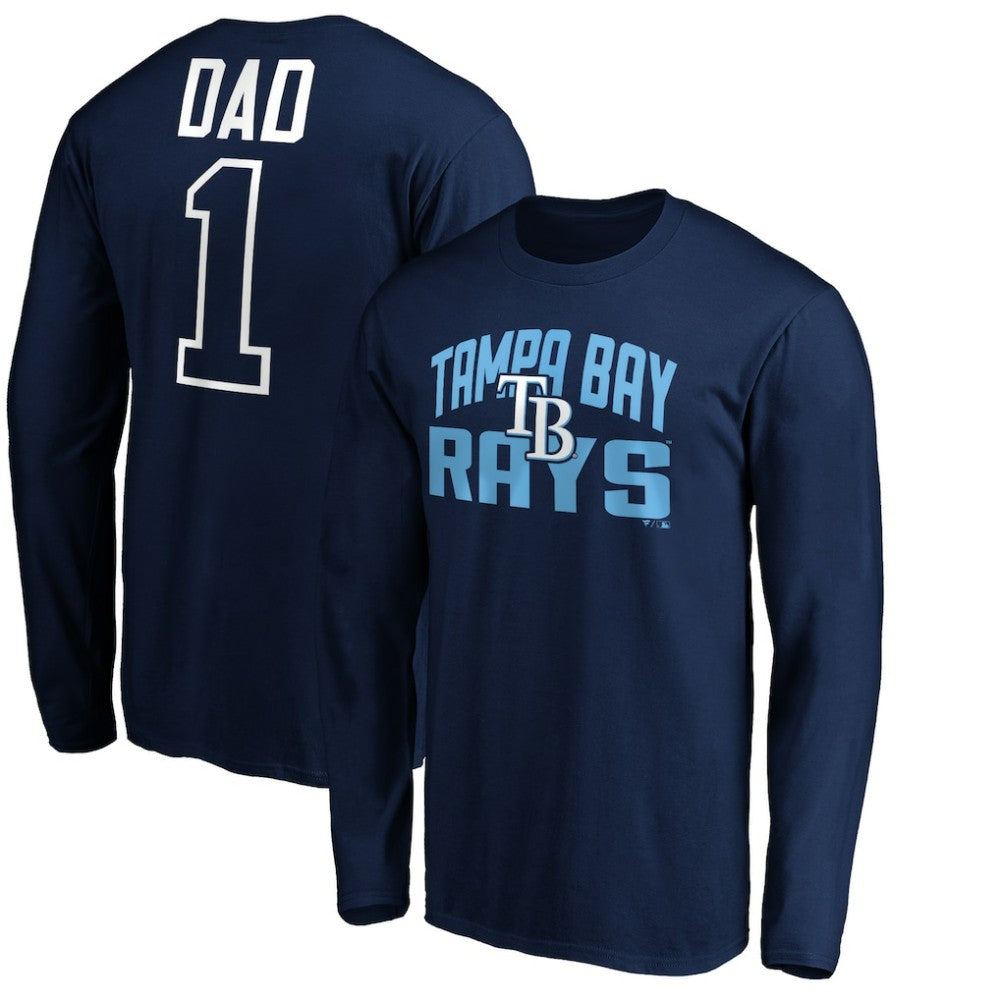 Tampa Bay Rays Father's Day #1 Dad Long Sleeve T-Shirt - Navy