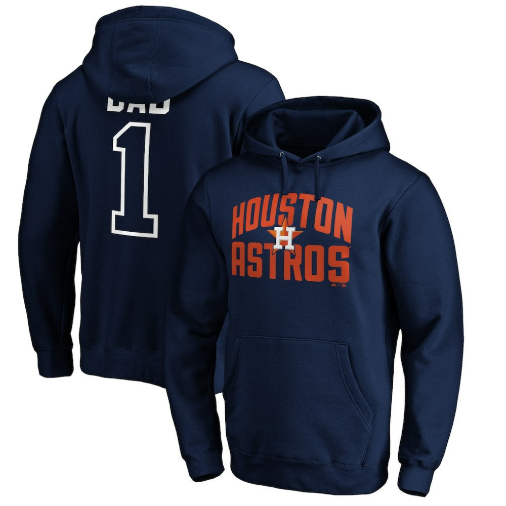 Houston Astros Father's Day #1 Dad Pullover Hoodie - Navy