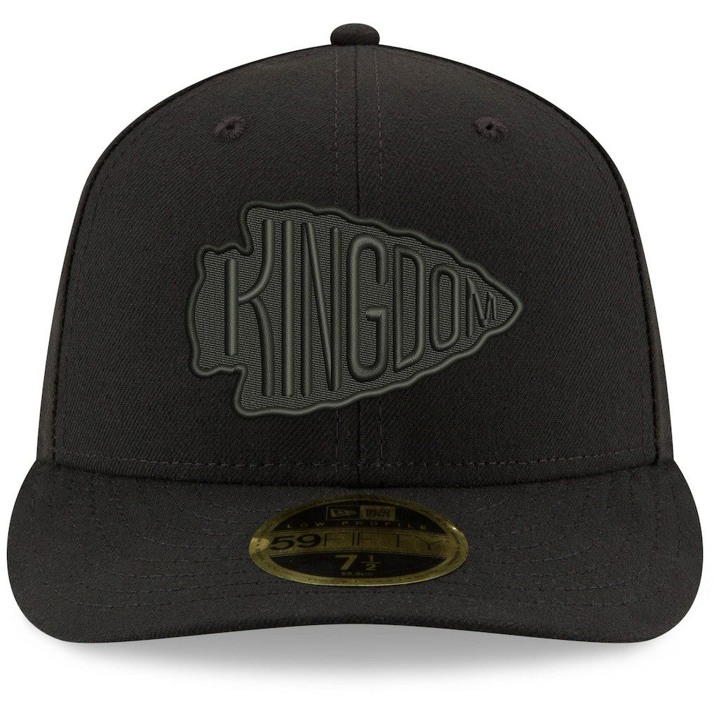 NFL Kansas City Chiefs Alternate Logo Black on Black Low Profile 59FIFTY II Fitted Hat