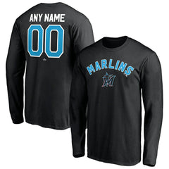 Miami Marlins Personalized Winning Streak Name & Number Long Sleeve T-Shirt - Black