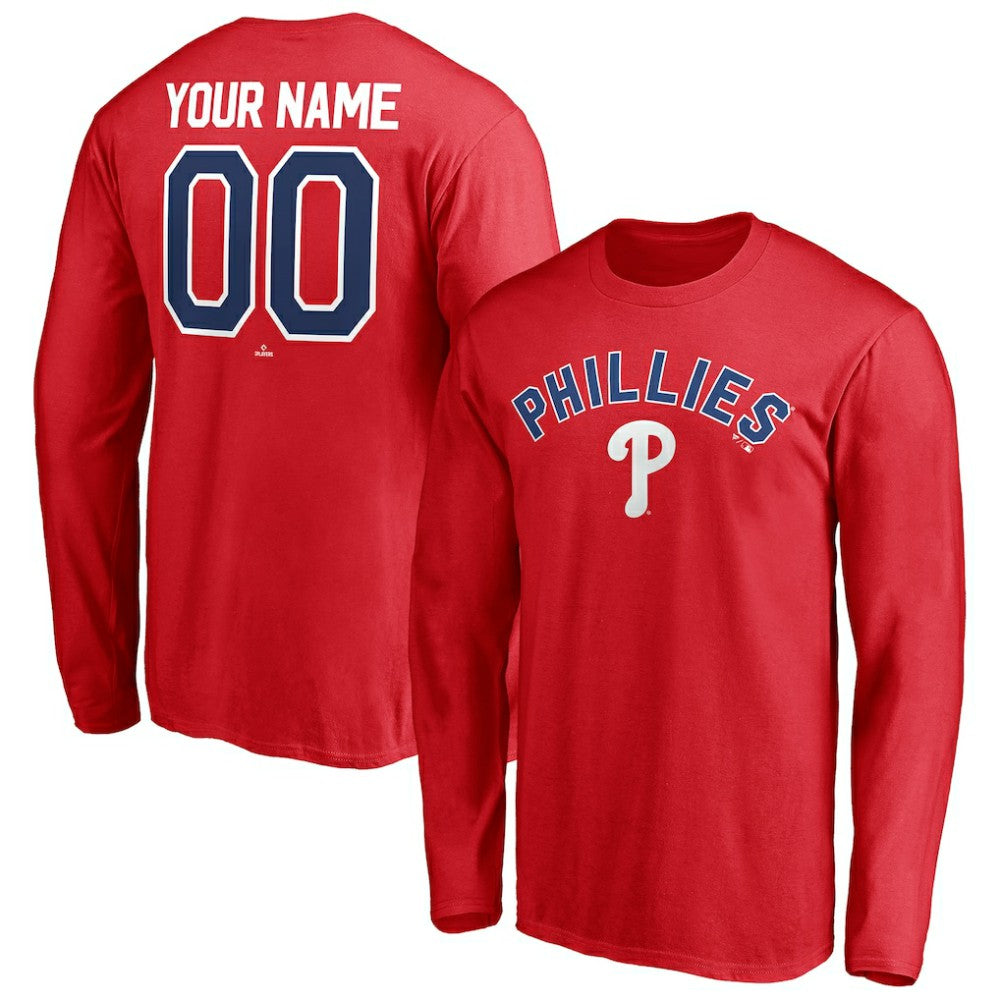 Philadelphia Phillies Personalized Winning Streak Name & Number Long Sleeve T-Shirt - Red