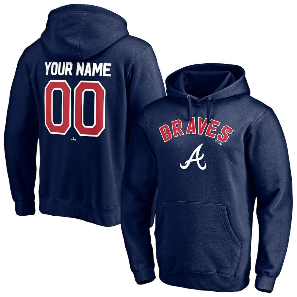 Atlanta Braves Personalized Winning Streak Name & Number Pullover Hoodie - Navy