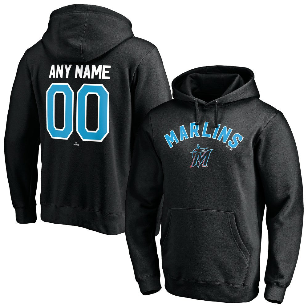 Miami Marlins Personalized Winning Streak Name & Number Pullover Hoodie - Black