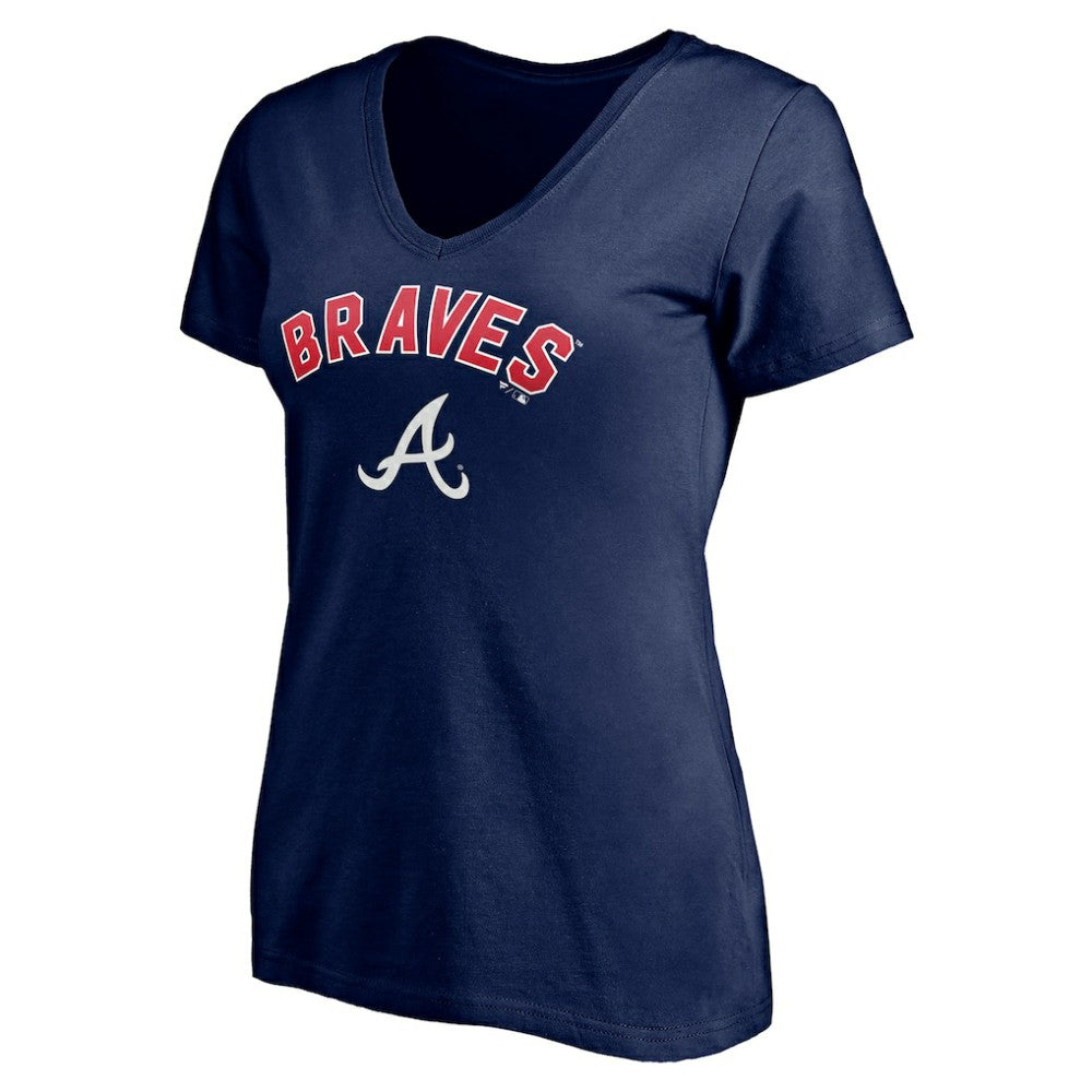 Atlanta Braves Women's Personalized Winning Streak Name & Number V-Neck T-Shirt - Navy