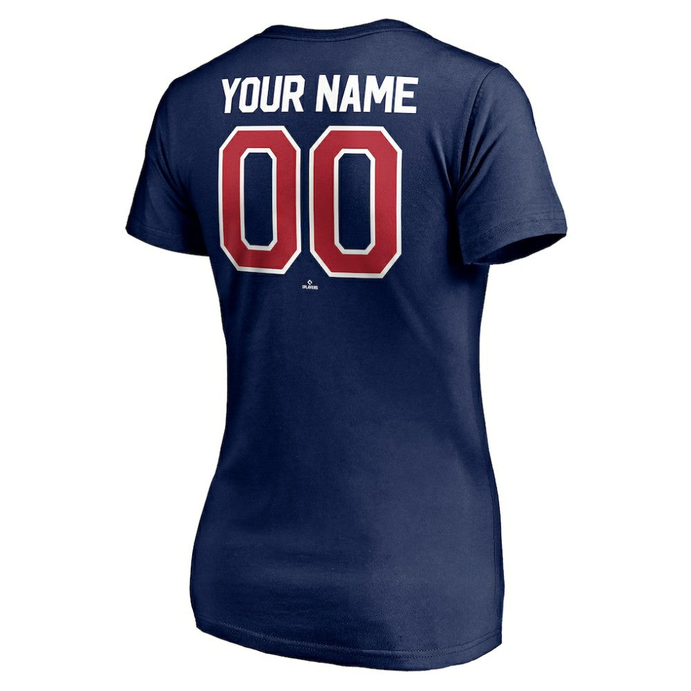 Atlanta Braves Women's Personalized Winning Streak Name & Number V-Neck T-Shirt - Navy