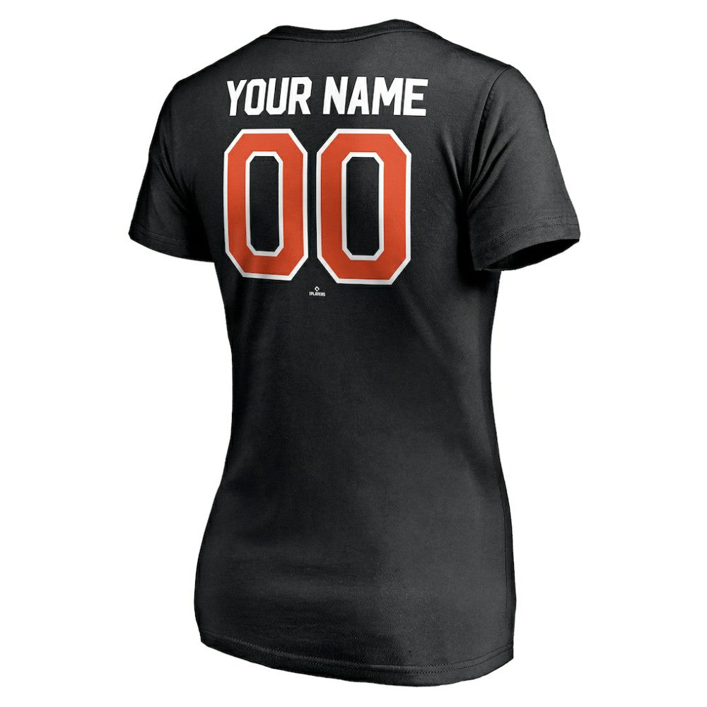 Baltimore Orioles Women's Personalized Winning Streak Name & Number V-Neck T-Shirt - Black