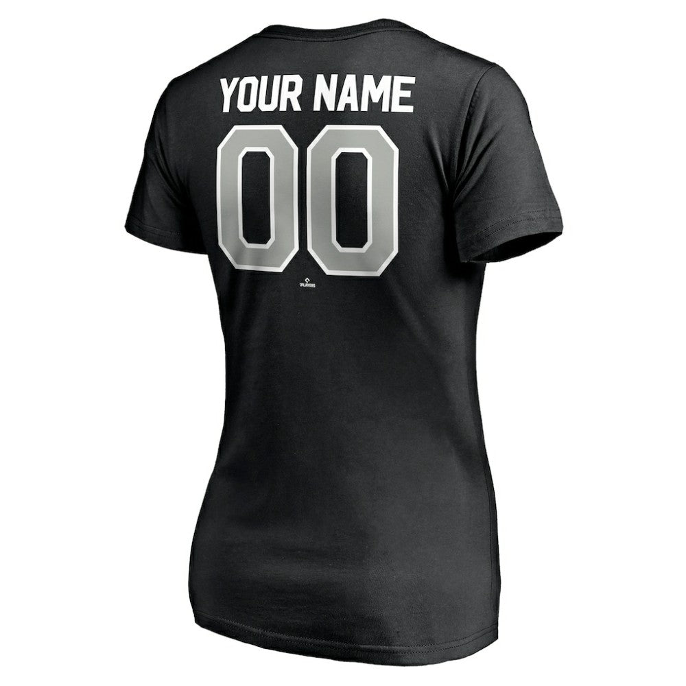 Chicago White Sox Women's Personalized Winning Streak Name & Number V-Neck T-Shirt - Black