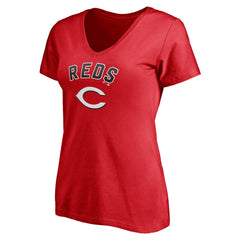 Cincinnati Reds Women's Personalized Winning Streak Name & Number V-Neck T-Shirt - Red