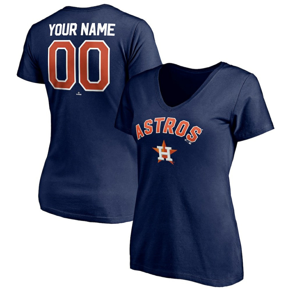 Houston Astros Women's Personalized Winning Streak Name & Number V-Neck T-Shirt - Navy