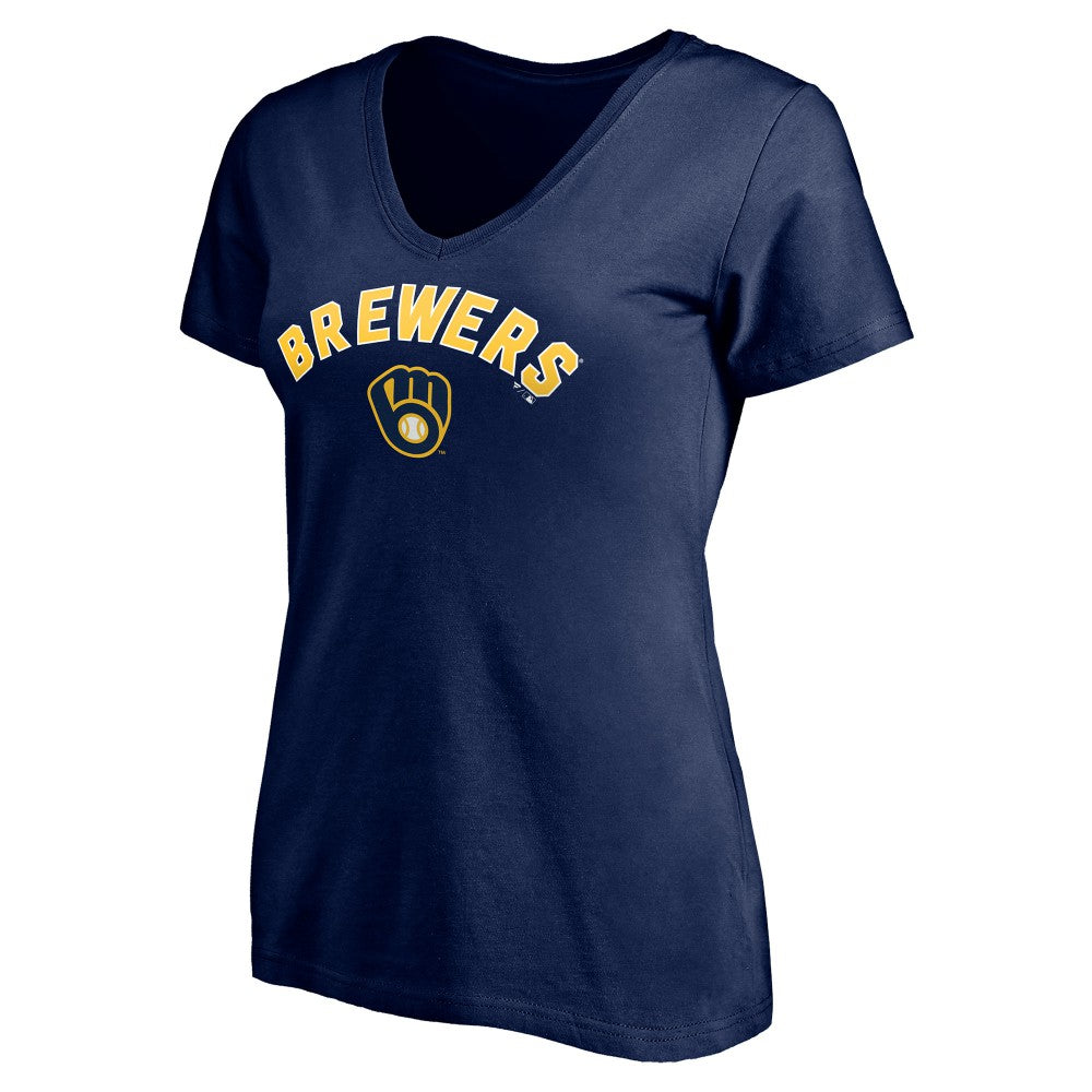 Milwaukee Brewers Women's Personalized Winning Streak Name & Number V-Neck T-Shirt - Navy