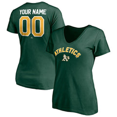 Athletics Women's Personalized Winning Streak Name & Number V-Neck T-Shirt - Green
