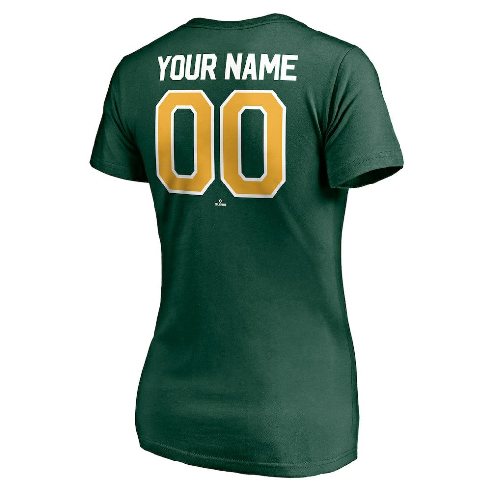 Athletics Women's Personalized Winning Streak Name & Number V-Neck T-Shirt - Green
