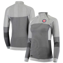 Chicago Cubs Levelwear Women's Verse Asymmetrical Raglan Tri-Blend Quarter-Zip Jacket - Gray