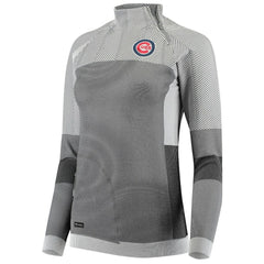 Chicago Cubs Levelwear Women's Verse Asymmetrical Raglan Tri-Blend Quarter-Zip Jacket - Gray