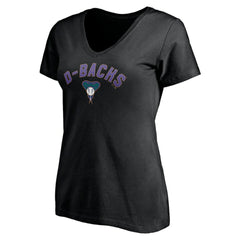 Arizona Diamondbacks Women's Cooperstown Winning Streak Personalized Name & Number V-Neck T-Shirt - Black
