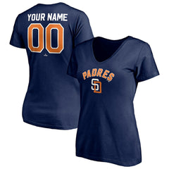 San Diego Padres Women's Cooperstown Winning Streak Personalized Name & Number V-Neck T-Shirt - Navy
