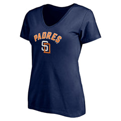 San Diego Padres Women's Cooperstown Winning Streak Personalized Name & Number V-Neck T-Shirt - Navy