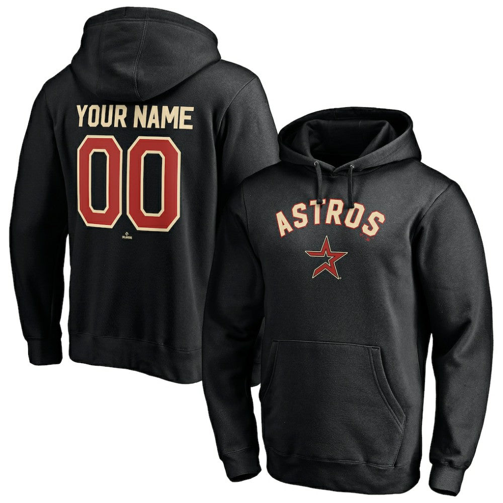Houston Astros Cooperstown Winning Streak Alternate Personalized Name & Number Pullover Hoodie - Black