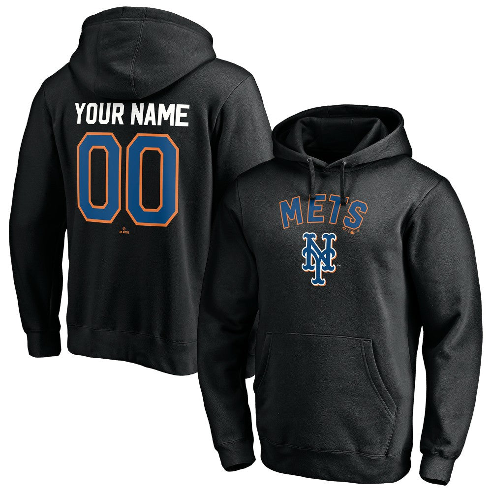 New York Mets Cooperstown Winning Streak Alternate Personalized Name & Number Pullover Hoodie - Black