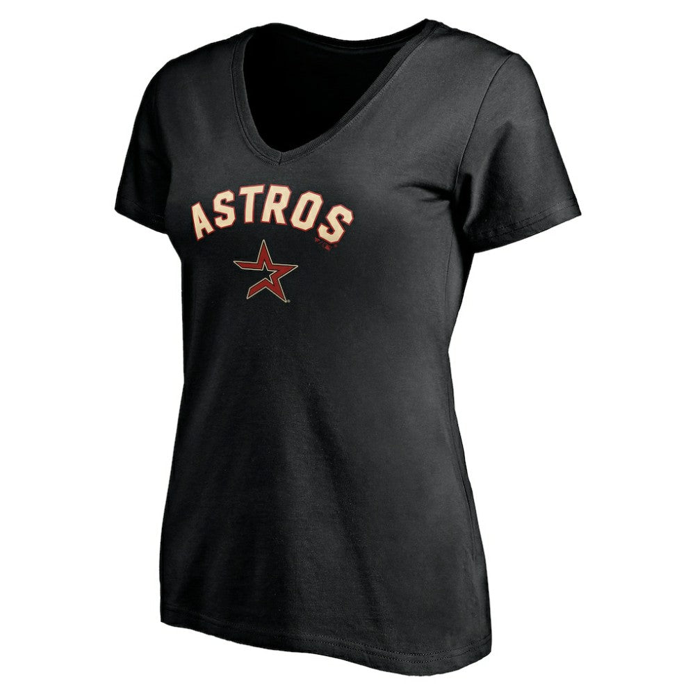 Houston Astros Women's Cooperstown Winning Streak Alternate Personalized Name & Number V-Neck T-Shirt - Black