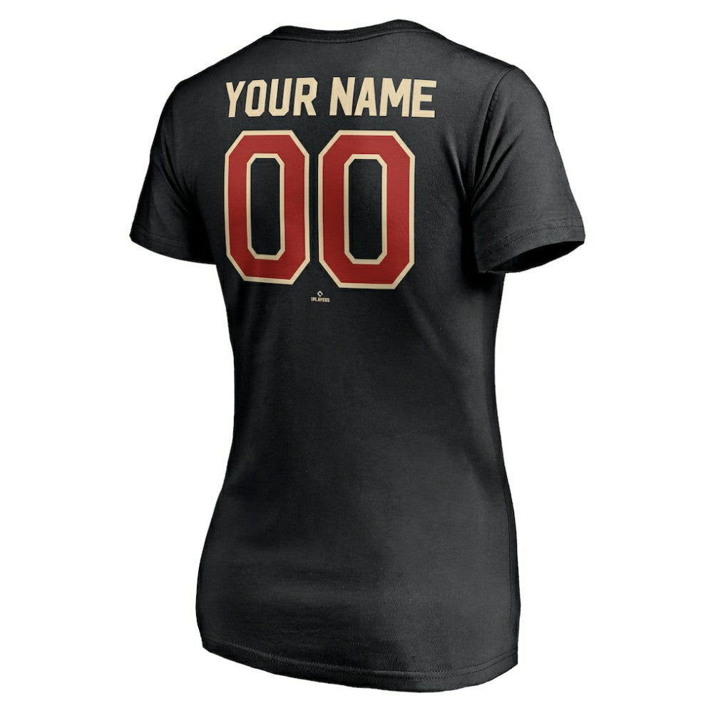 Houston Astros Women's Cooperstown Winning Streak Alternate Personalized Name & Number V-Neck T-Shirt - Black