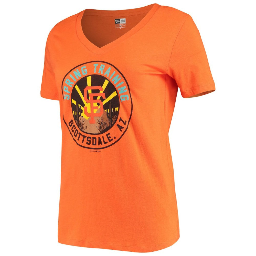 San Francisco Giants Women's Spring Training Circle V-Neck T-Shirt - Orange | New Era