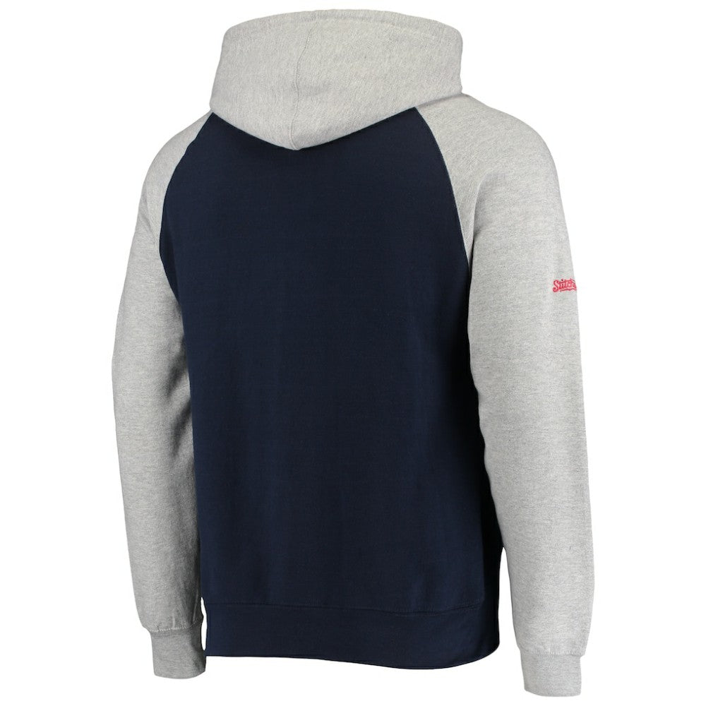 New York Yankees Stitches Raglan Pullover Hoodie - Heathered Gray/Navy