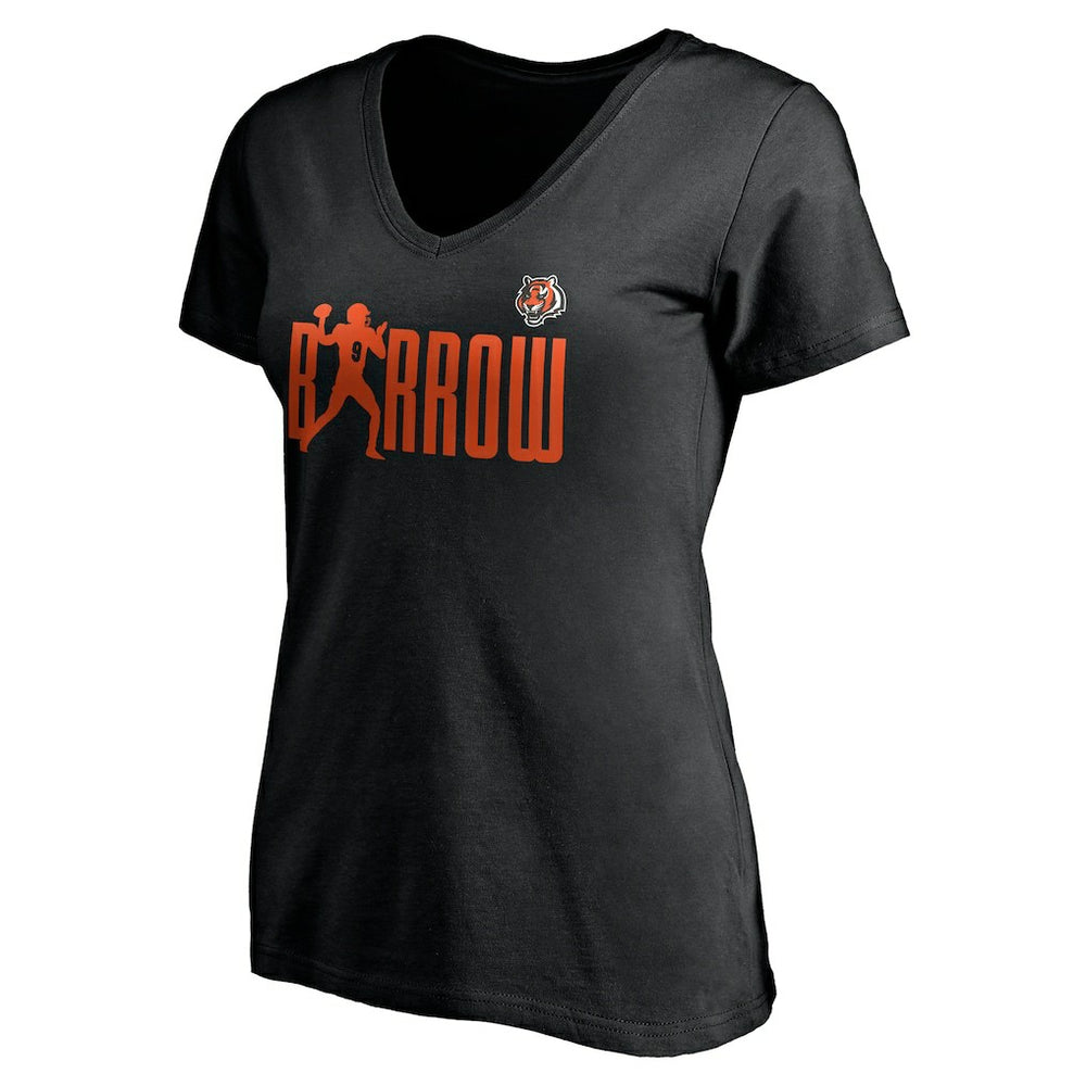 NFL Cincinnati Bengals Joe Burrow  Women's Checkdown V-Neck T-Shirt