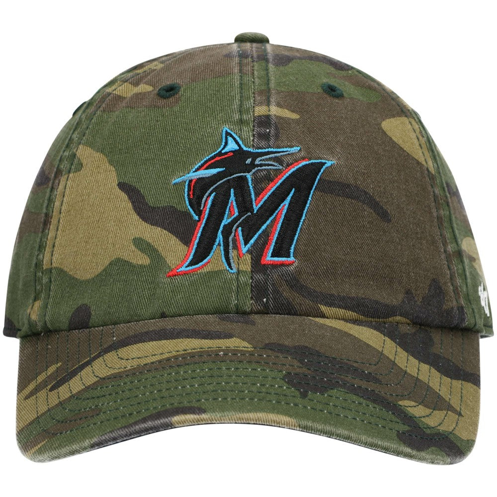 Miami Marlins Team Clean Up Adjustable Hat - Camo | 47 brand
