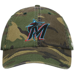 Miami Marlins Team Clean Up Adjustable Hat - Camo | 47 brand