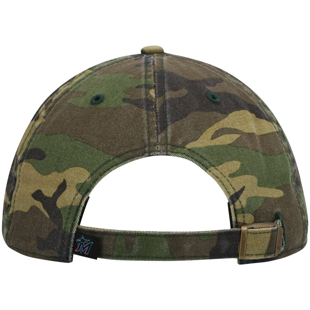 Miami Marlins Team Clean Up Adjustable Hat - Camo | 47 brand
