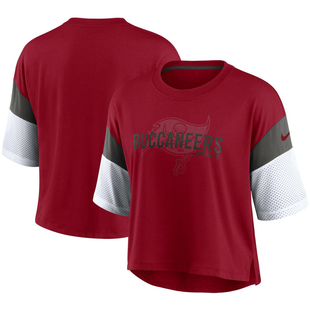 NFL Tampa Bay Buccaneers Women's Nickname Tri-Blend Performance Crop Top