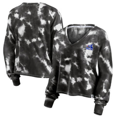 Chicago White Sox Women's Tie-Dye V-Neck Pullover Cropped Tee - White/Black