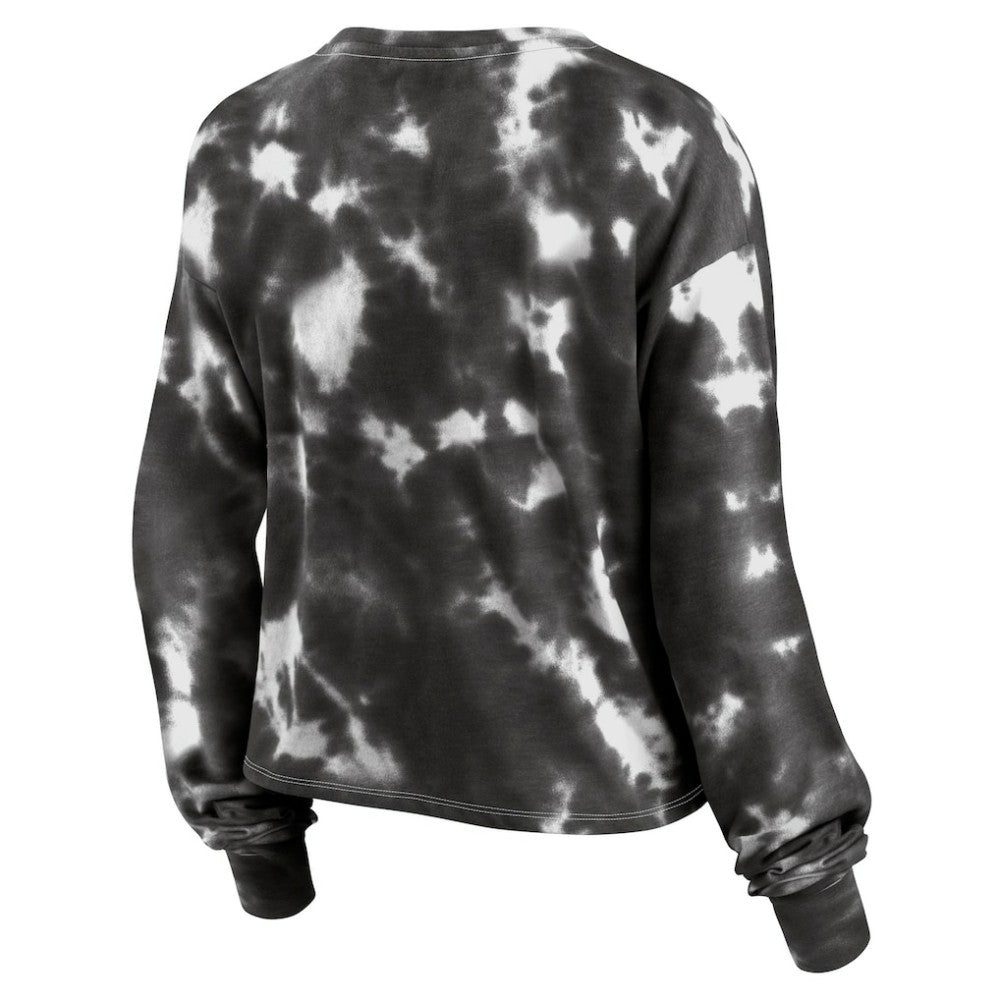 Chicago White Sox Women's Tie-Dye V-Neck Pullover Cropped Tee - White/Black
