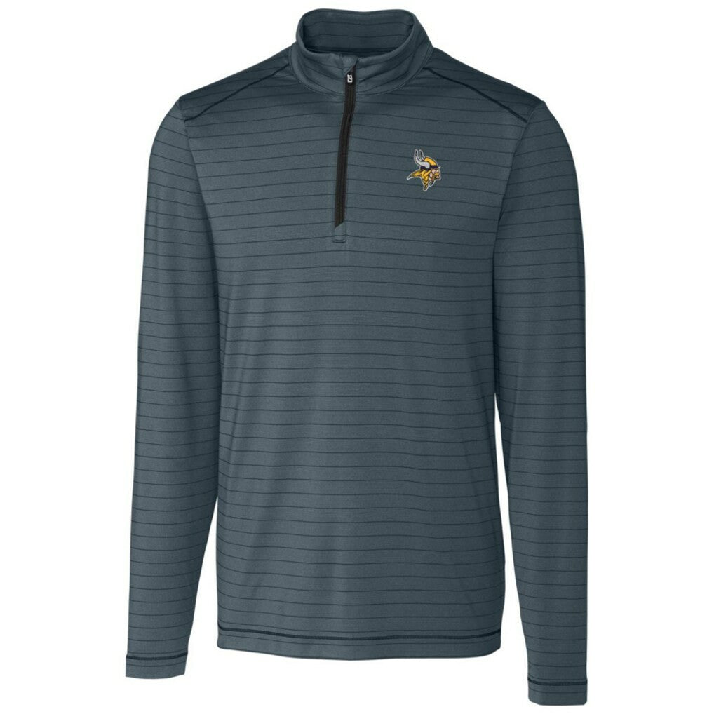 NFL Minnesota Vikings Cutter & Buck Holman Stripe Quarter-Zip Pullover Jacket